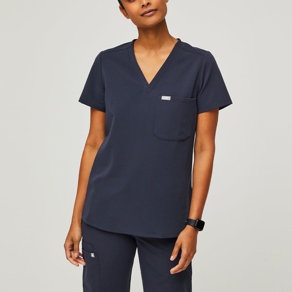 Figs Tops Figs Catarina One Pocket Scrub Top In Quiet Navy Poshmark